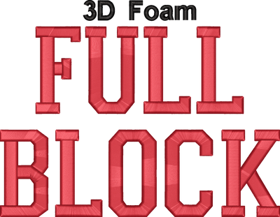 3D Foam Full Block Font 1 Color