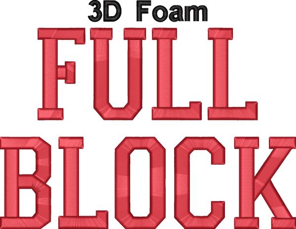 3D Foam Full Block Font 1 Color