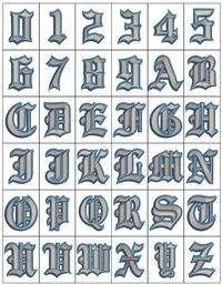 3D Foam Old English Font 2 Color — Full Alphabet