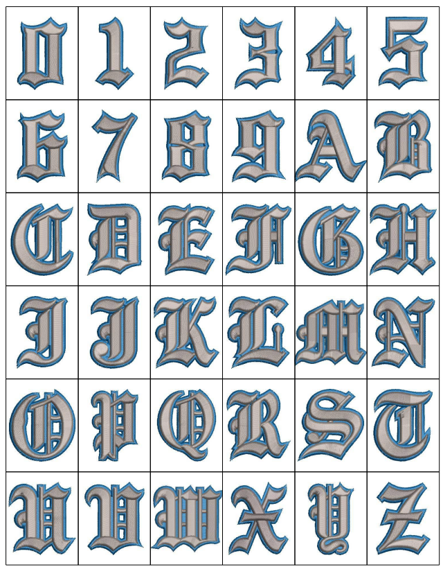 3D Foam Old English Font 2 Color — Full Alphabet
