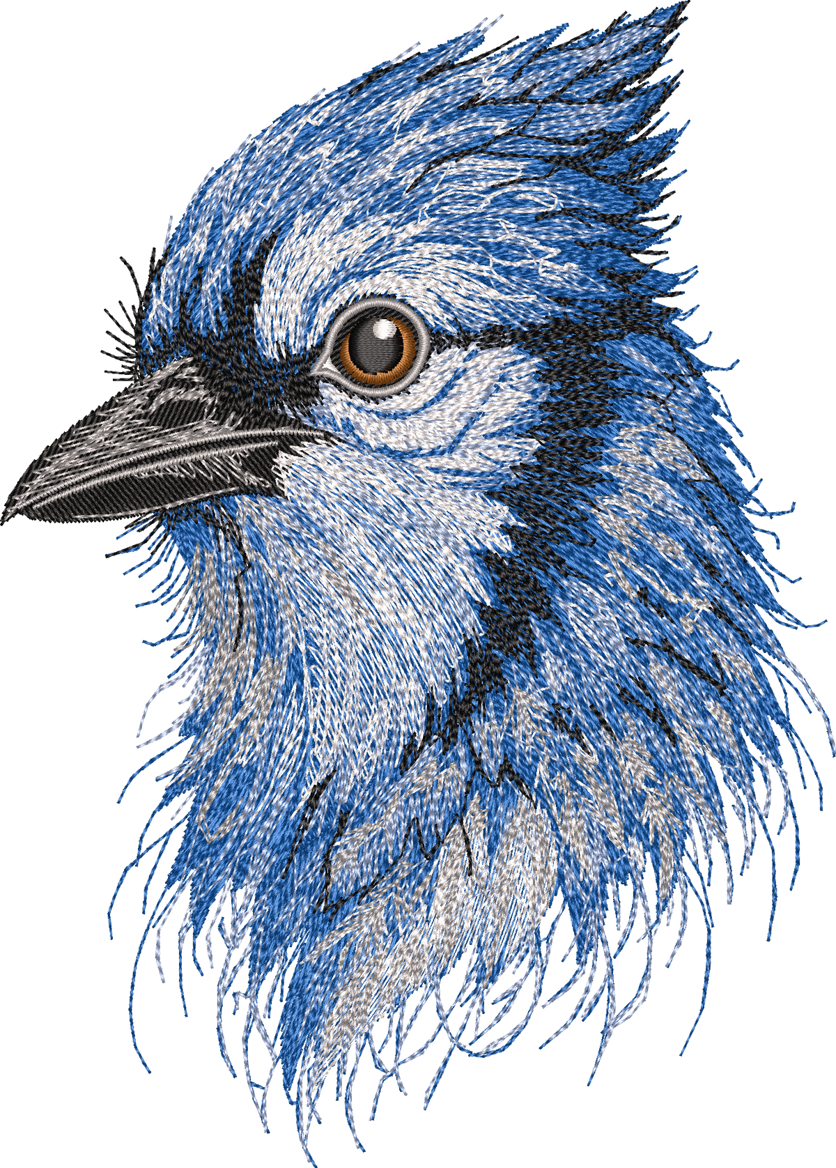 BlueJay Bird Head Threads