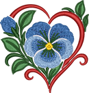 Flower Heart Blue Pansy