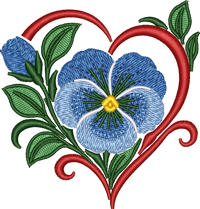 Flower Heart Blue Pansy