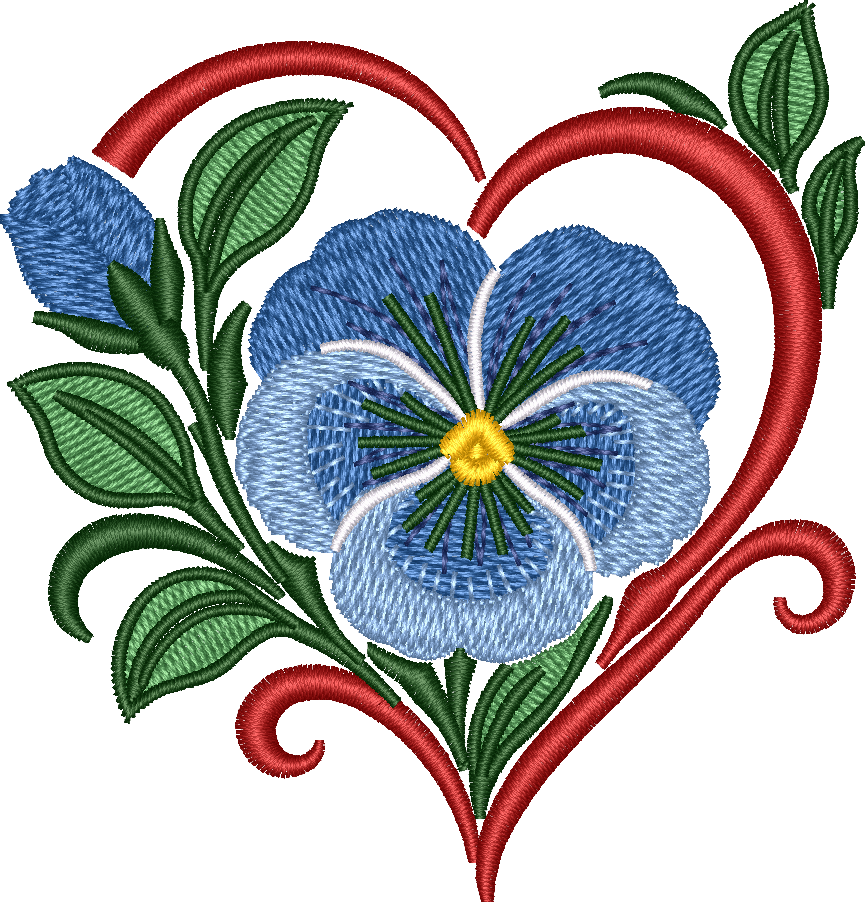 Flower Heart Blue Pansy
