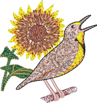 Kansas Meadowlark And Sunflower