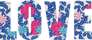 Love Floral Pattern Blue Pink