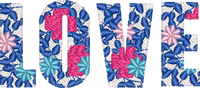 Love Floral Pattern Blue Pink