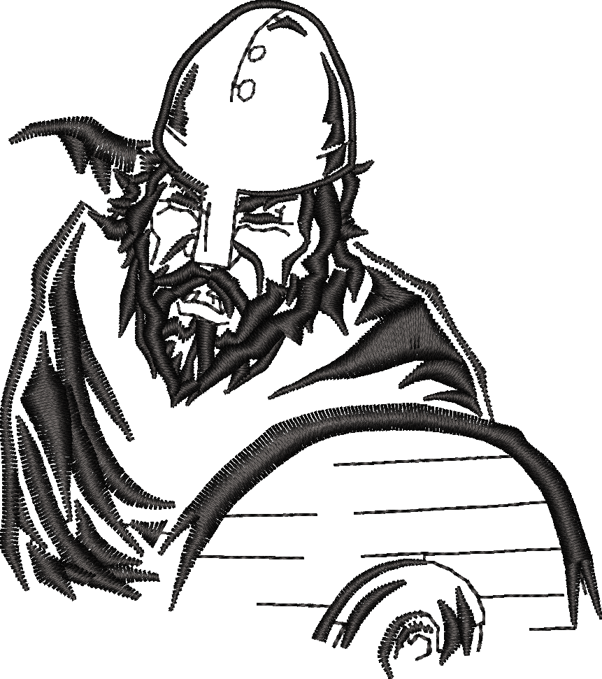 Bald Monk With Barrel