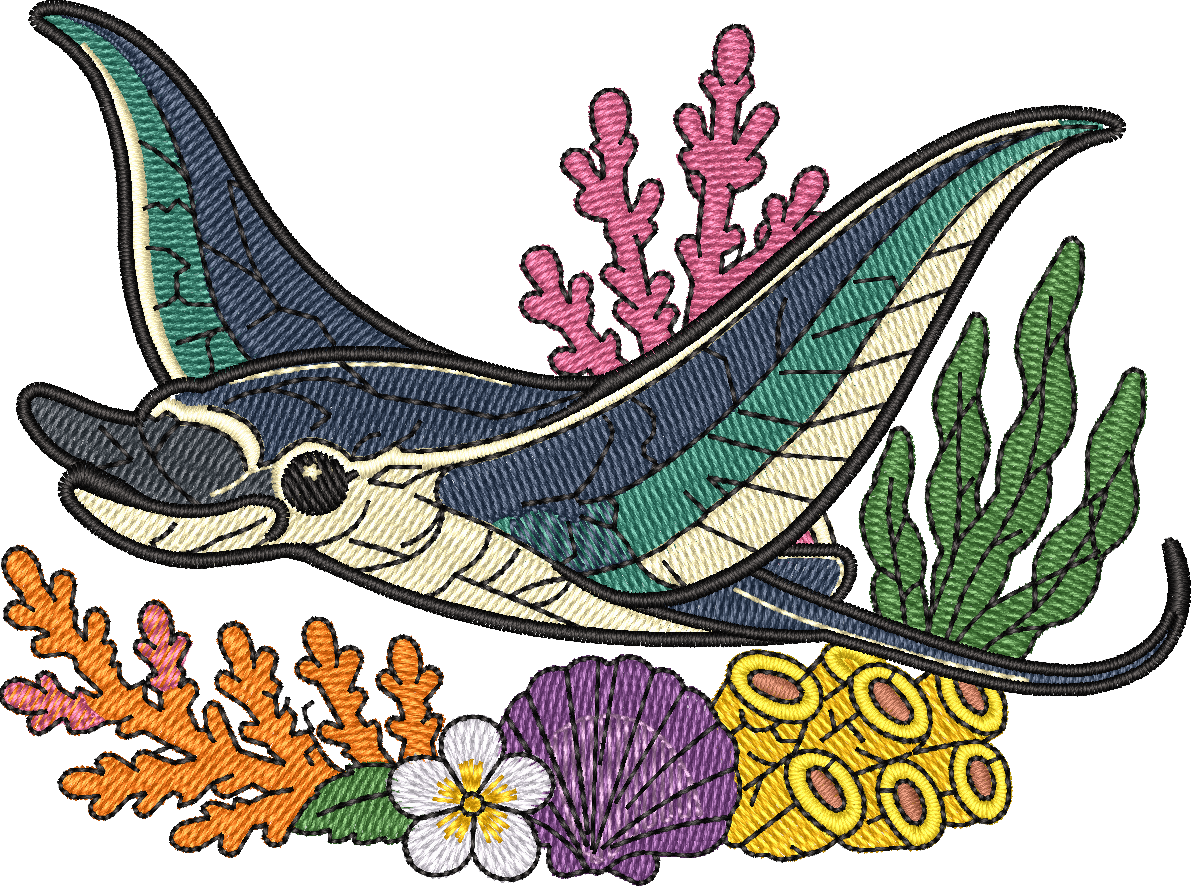 Ocean Manta Ray Floral