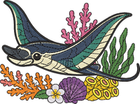Ocean Manta Ray Floral