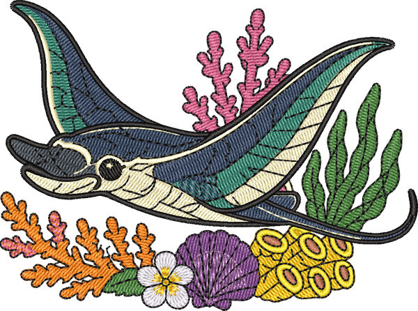 Ocean Manta Ray Floral