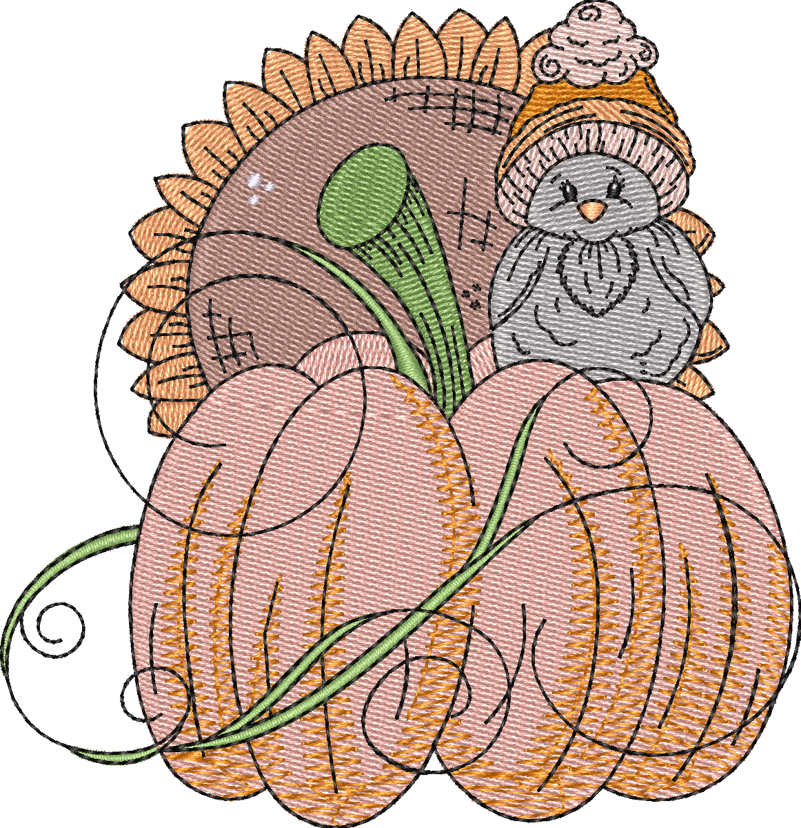 Pumpkin Bird Sunflower