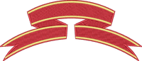 Red Gold Curved Banner Ribbon Split