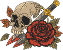 Skull Dagger Tattoo — embroidery design preview