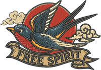 Swallow Free Spirit Tattoo — embroidery design preview
