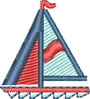 Stylized Sailboat Red Navy