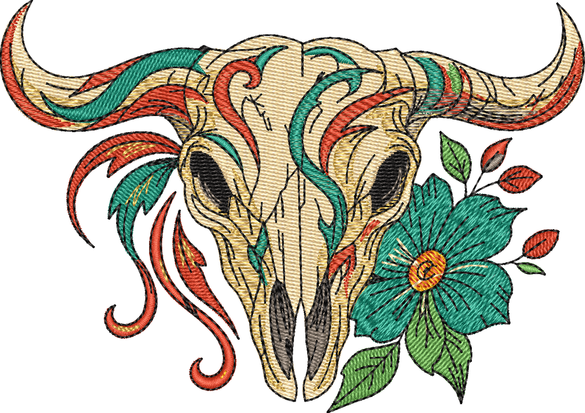 Skull Bull Flowers