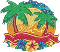 TROPICAL BANNER — embroidery design preview