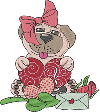 Valentine Dog — embroidery design preview