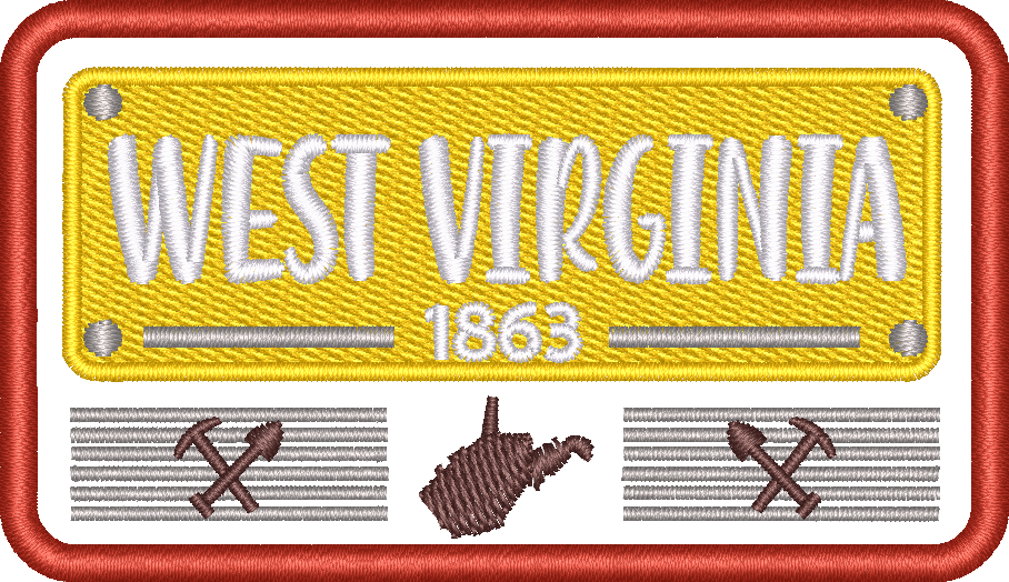Wv State Plate — embroidery design preview