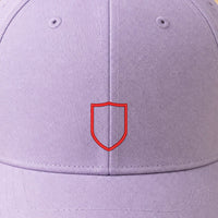 Cap Appl Patch 2 embroidery design stitched on a light lavender structured six-panel baseball cap