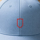 Cap Appl Patch 4 embroidery design stitched on a light sky blue structured six-panel baseball cap