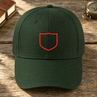 Cap Appl Patch 8 embroidery design stitched on a forest green structured cotton-twill baseball cap