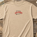 Connecticut State Upside Down embroidery design stitched on a sand unisex short-sleeve crewneck tee