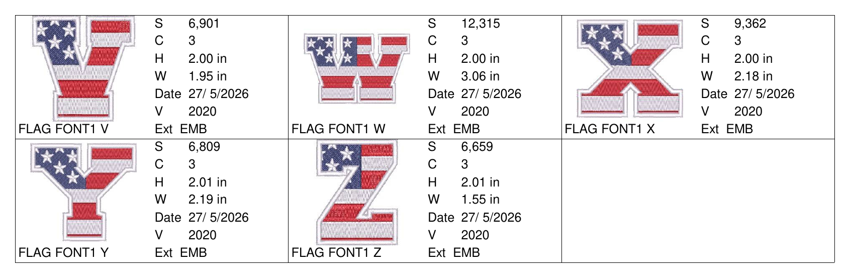 Flag Font 1 alphabet chart - page 2