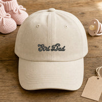Girl Dad Hat embroidery design stitched on a sand cotton-twill unstructured dad hat