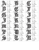 Gothic Fancy Font 1 alphabet chart - page 1
