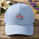 Louisiana State Upside Down embroidery design stitched on a powder blue structured cotton-twill cap