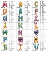 Monster Font 1 alphabet chart - page 1