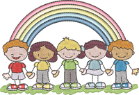 Rainbow Kids Holding Hands