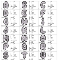 Texture Font 1 alphabet chart - page 1